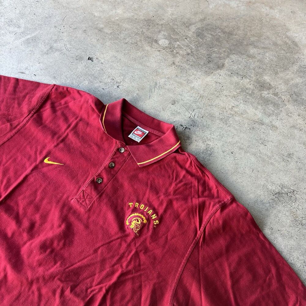Nike USC Trojans Polo Shirt Mens XL Red Team Sports Southern California VTG 90s